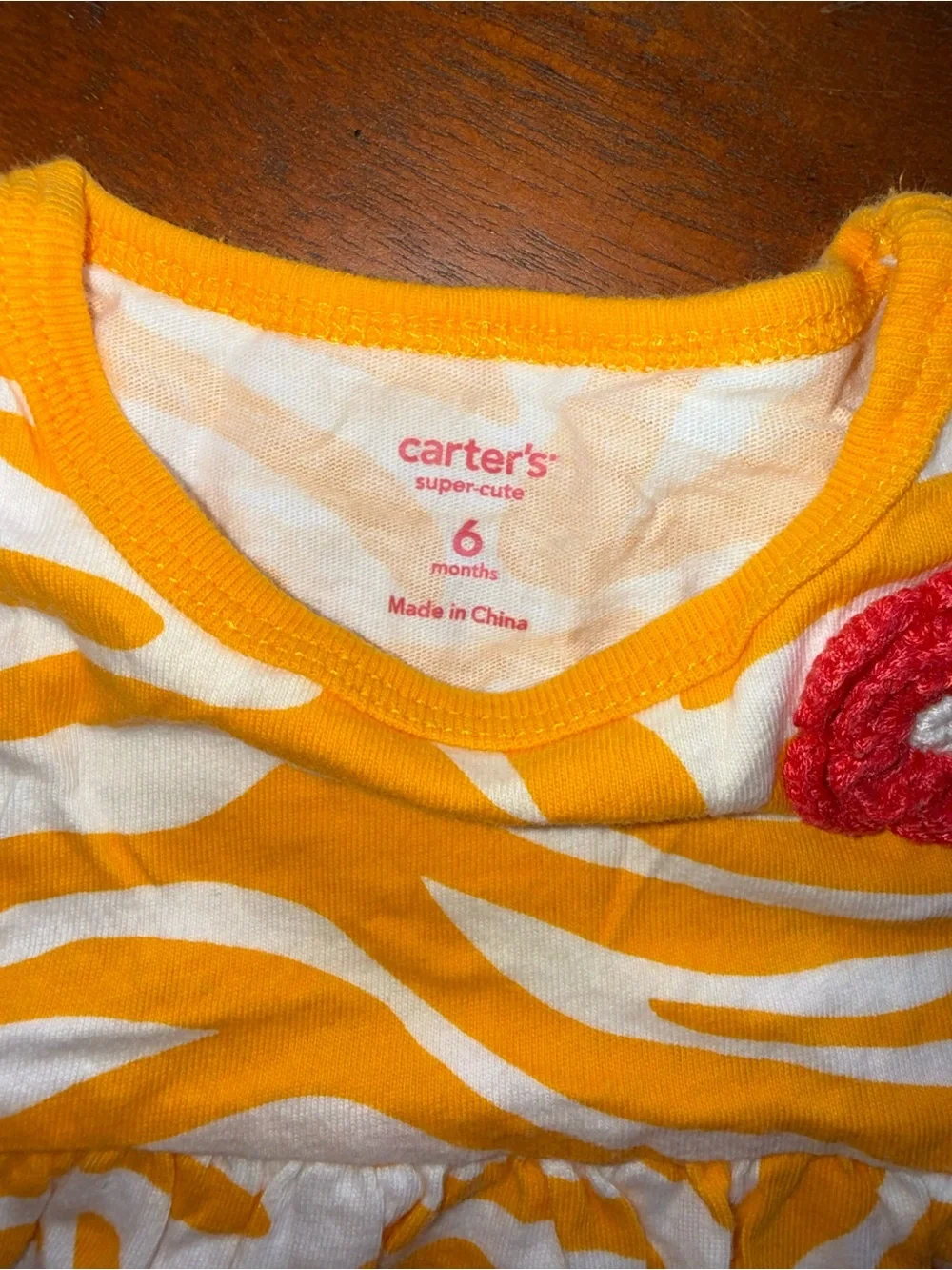 Carter's Yellow and White Zebra Print Dress with Pink Flower
